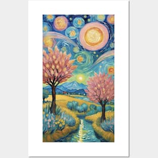 Starry Night Reverie: Van Gogh-Inspired Landscape Posters and Art